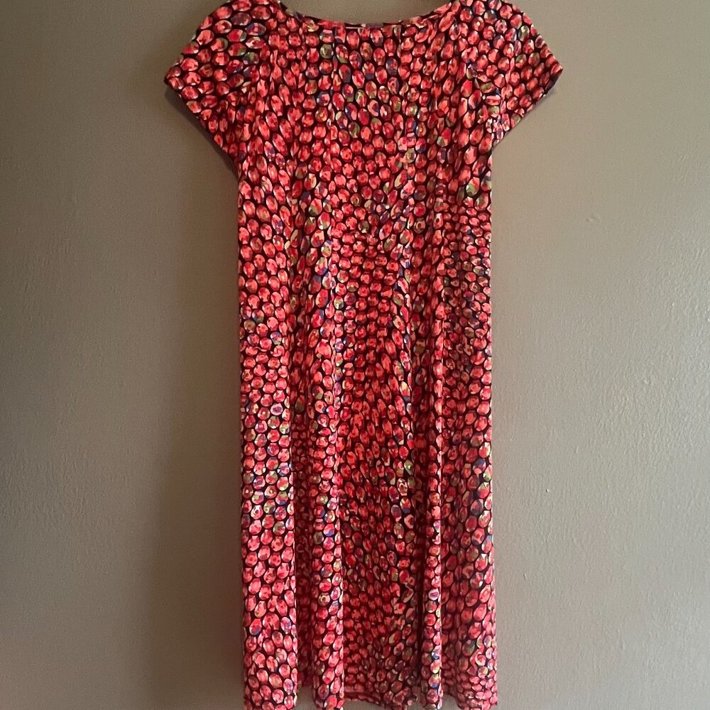Summer Dress, Vibrant Colors, Cap Sleeves, Flared A-Line, Size 14 - Picture 4 of 6